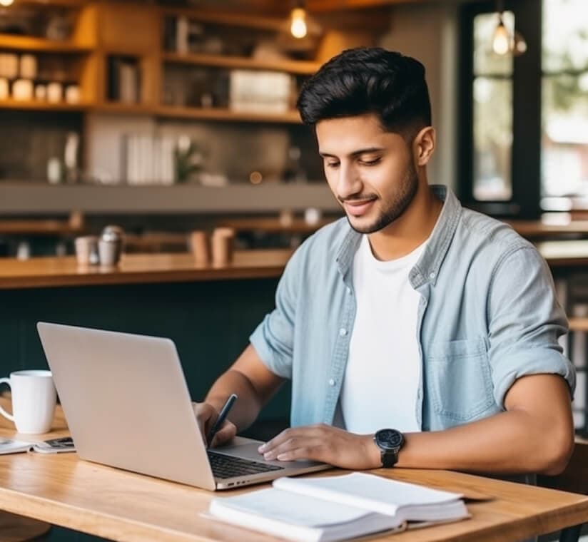 guy sitting in front of laptop